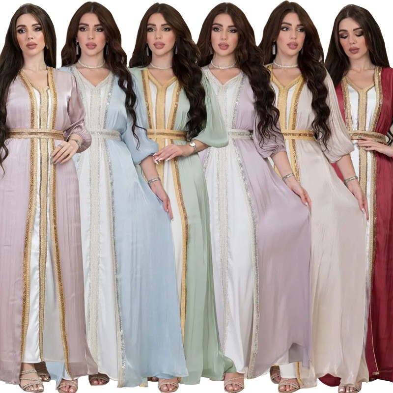 Formal Dress - Gaun Pesta Lavender Berpayet V-Neck Lengan