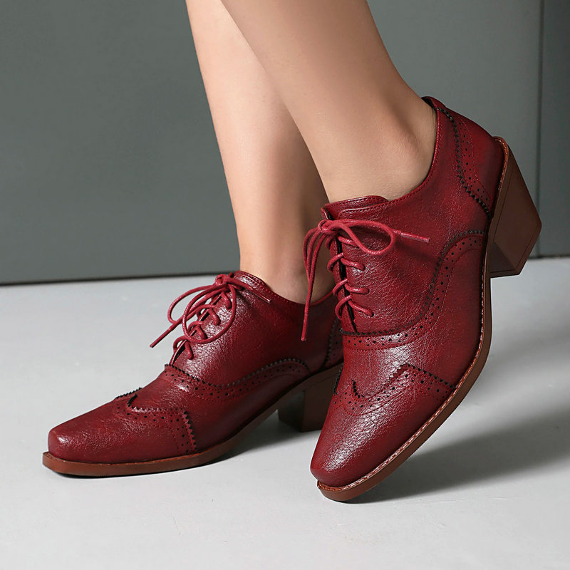 Sepatu Oxford Wanita Model Poi - Pump Heel Block ulasan dan harga