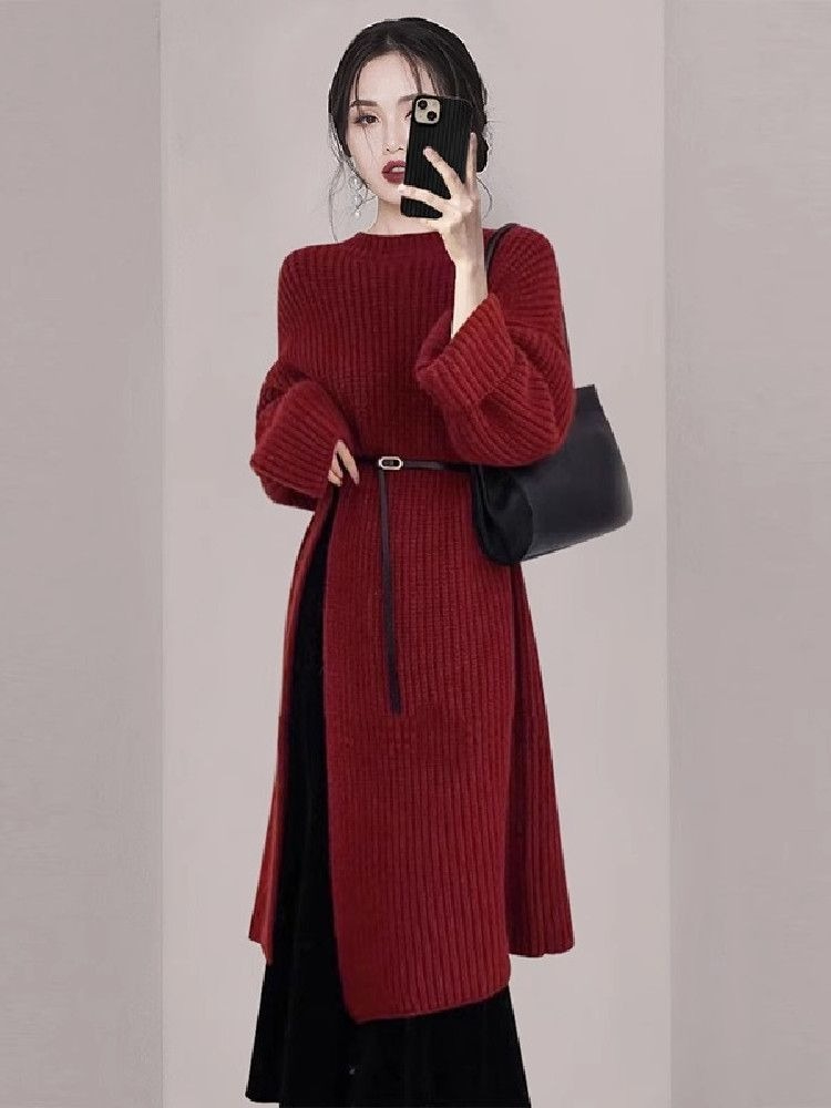 Gaun Rajut Merah Elegan Wanita - Women'S Red Formal Wear ulasan dan harga