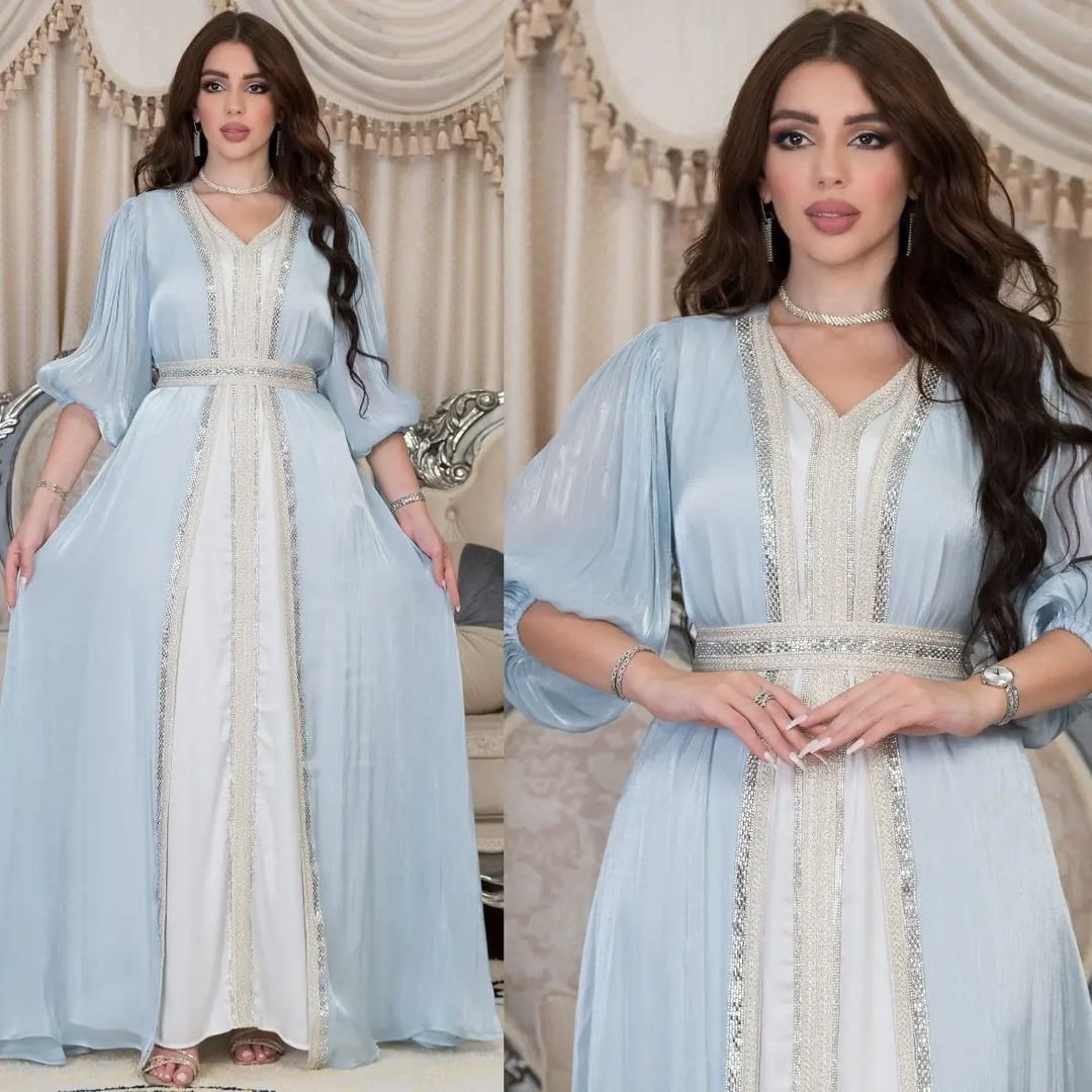 Gaun Pesta Lavender Berpayet V - Formal Dress ulasan dan harga