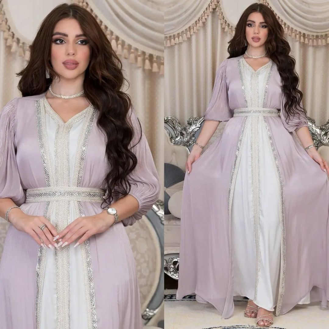 Gaun Pesta Lavender Berpayet V - Formal Dress ulasan dan harga